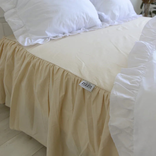 Prześcieradło z falbanką - beżowe