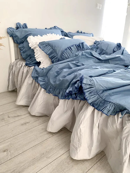 Prześcieradło z falbanką - jasnoszare